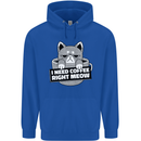 Cat I Need Coffee Right Meow Funny Mens 80% Cotton Hoodie Royal Blue
