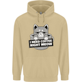 Cat I Need Coffee Right Meow Funny Mens 80% Cotton Hoodie Sand