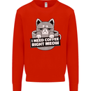 Cat I Need Coffee Right Meow Funny Mens Sweatshirt Jumper Bright Red