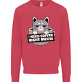 Cat I Need Coffee Right Meow Funny Mens Sweatshirt Jumper Heliconia
