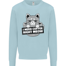 Cat I Need Coffee Right Meow Funny Mens Sweatshirt Jumper Light Blue