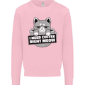 Cat I Need Coffee Right Meow Funny Mens Sweatshirt Jumper Light Pink