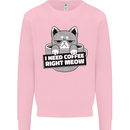 Cat I Need Coffee Right Meow Funny Mens Sweatshirt Jumper Light Pink