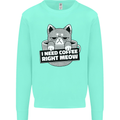 Cat I Need Coffee Right Meow Funny Mens Sweatshirt Jumper Peppermint