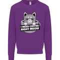 Cat I Need Coffee Right Meow Funny Mens Sweatshirt Jumper Purple