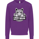 Cat I Need Coffee Right Meow Funny Mens Sweatshirt Jumper Purple