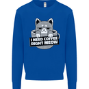 Cat I Need Coffee Right Meow Funny Mens Sweatshirt Jumper Royal Blue