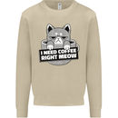Cat I Need Coffee Right Meow Funny Mens Sweatshirt Jumper Sand