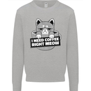 Cat I Need Coffee Right Meow Funny Mens Sweatshirt Jumper Sports Grey