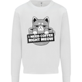 Cat I Need Coffee Right Meow Funny Mens Sweatshirt Jumper White