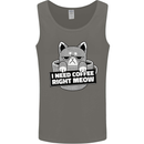 Cat I Need Coffee Right Meow Funny Mens Vest Tank Top Charcoal
