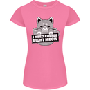 Cat I Need Coffee Right Meow Funny Womens Petite Cut T-Shirt Azalea