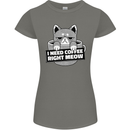 Cat I Need Coffee Right Meow Funny Womens Petite Cut T-Shirt Charcoal