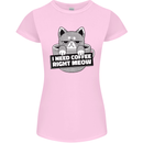 Cat I Need Coffee Right Meow Funny Womens Petite Cut T-Shirt Light Pink