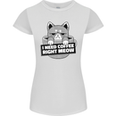 Cat I Need Coffee Right Meow Funny Womens Petite Cut T-Shirt White