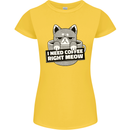 Cat I Need Coffee Right Meow Funny Womens Petite Cut T-Shirt Yellow