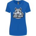 Cat I Need Coffee Right Meow Funny Womens Wider Cut T-Shirt Royal Blue