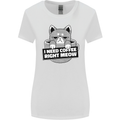 Cat I Need Coffee Right Meow Funny Womens Wider Cut T-Shirt White