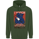 Cat I Watch Murder Documentaries to Relax Childrens Kids Hoodie Forest Green