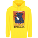 Cat I Watch Murder Documentaries to Relax Childrens Kids Hoodie Yellow