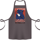 Cat I Watch Murder Documentaries to Relax Cotton Apron 100% Organic Dark Grey