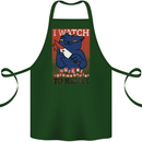 Cat I Watch Murder Documentaries to Relax Cotton Apron 100% Organic Forest Green
