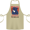 Cat I Watch Murder Documentaries to Relax Cotton Apron 100% Organic Khaki