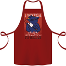Cat I Watch Murder Documentaries to Relax Cotton Apron 100% Organic Maroon