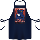 Cat I Watch Murder Documentaries to Relax Cotton Apron 100% Organic Navy Blue