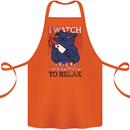Cat I Watch Murder Documentaries to Relax Cotton Apron 100% Organic Orange