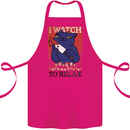 Cat I Watch Murder Documentaries to Relax Cotton Apron 100% Organic Pink