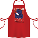 Cat I Watch Murder Documentaries to Relax Cotton Apron 100% Organic Red