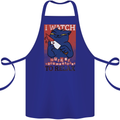 Cat I Watch Murder Documentaries to Relax Cotton Apron 100% Organic Royal Blue