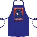Cat I Watch Murder Documentaries to Relax Cotton Apron 100% Organic Royal Blue