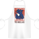 Cat I Watch Murder Documentaries to Relax Cotton Apron 100% Organic White