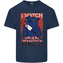 Cat I Watch Murder Documentaries to Relax Kids T-Shirt Childrens Navy Blue