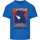 Cat I Watch Murder Documentaries to Relax Kids T-Shirt Childrens Royal Blue