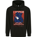 Cat I Watch Murder Documentaries to Relax Mens 80% Cotton Hoodie Black