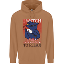 Cat I Watch Murder Documentaries to Relax Mens 80% Cotton Hoodie Caramel Latte