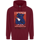 Cat I Watch Murder Documentaries to Relax Mens 80% Cotton Hoodie Maroon