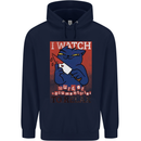 Cat I Watch Murder Documentaries to Relax Mens 80% Cotton Hoodie Navy Blue