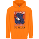 Cat I Watch Murder Documentaries to Relax Mens 80% Cotton Hoodie Orange