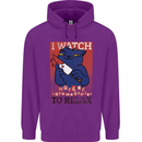 Cat I Watch Murder Documentaries to Relax Mens 80% Cotton Hoodie Purple