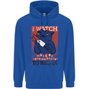 Cat I Watch Murder Documentaries to Relax Mens 80% Cotton Hoodie Royal Blue