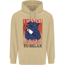 Cat I Watch Murder Documentaries to Relax Mens 80% Cotton Hoodie Sand