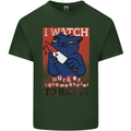Cat I Watch Murder Documentaries to Relax Mens Cotton T-Shirt Tee Top Forest Green