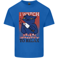 Cat I Watch Murder Documentaries to Relax Mens Cotton T-Shirt Tee Top Royal Blue