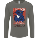 Cat I Watch Murder Documentaries to Relax Mens Long Sleeve T-Shirt Charcoal