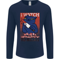 Cat I Watch Murder Documentaries to Relax Mens Long Sleeve T-Shirt Navy Blue