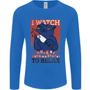 Cat I Watch Murder Documentaries to Relax Mens Long Sleeve T-Shirt Royal Blue